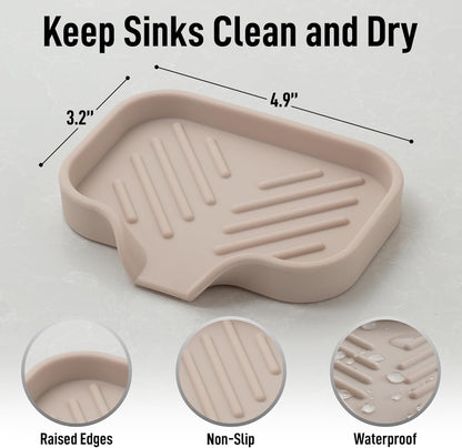 Zulay Kitchen (9x3.5in Sponge Holder for Kitchen Sink - Flexible Heavy-duty Multipurpose Sink Caddy - Counter Organizer for Kitchen, Bathroom, Makeup, Trinkets & More! (Grey)
