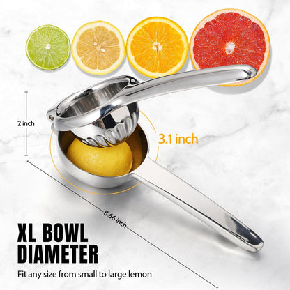 Lemon Squeezer, Sopito All 304 Stainless Steel Lemon Juicer Heavy Duty Large Citrus Juicer Hand Press Lime Squeezer for Seedless Juicing, Non-Slip Grip