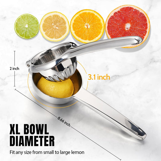 Lemon Squeezer, Sopito All 304 Stainless Steel Lemon Juicer Heavy Duty Large Citrus Juicer Hand Press Lime Squeezer for Seedless Juicing, Non-Slip Grip