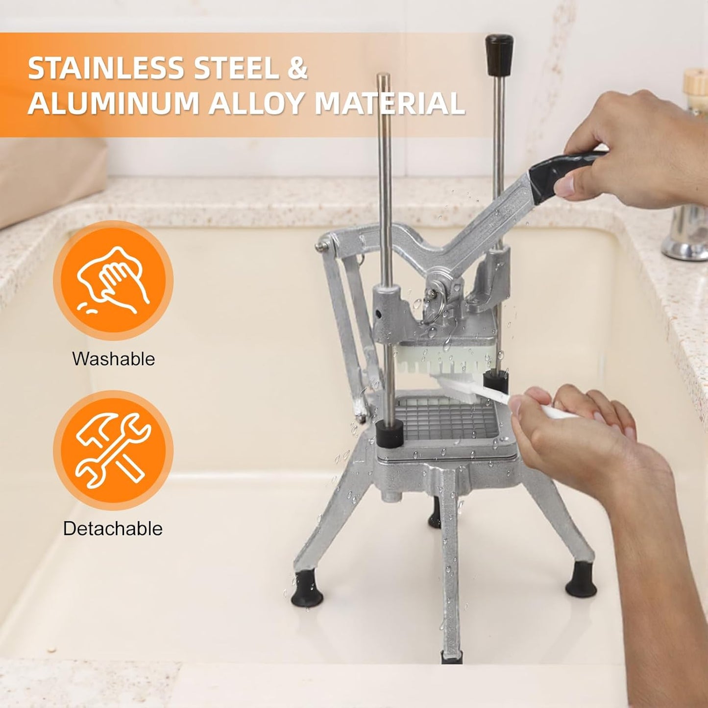 Commercial Vegetable Fruit Chopper, Heavy Duty Professional Food Dicer with 1/4" Blade, French Fry Cutter, Fruit Slicer for Restaurants & Home Kitchen