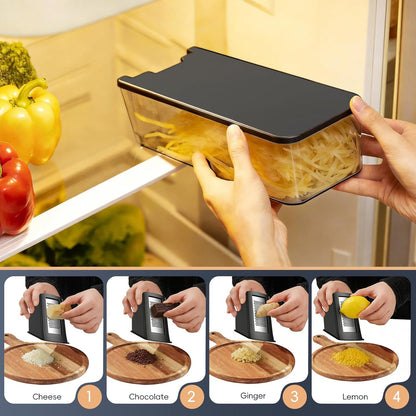 Jonscook All-in-1 Update Safe Mandoline Slicer for Kitchen, Food Chopper with Container, Thickness Adjustable Vegetable Chopper, Potato French Fry Cutter Tomato Apple Slicer Onion (BlackKnight)