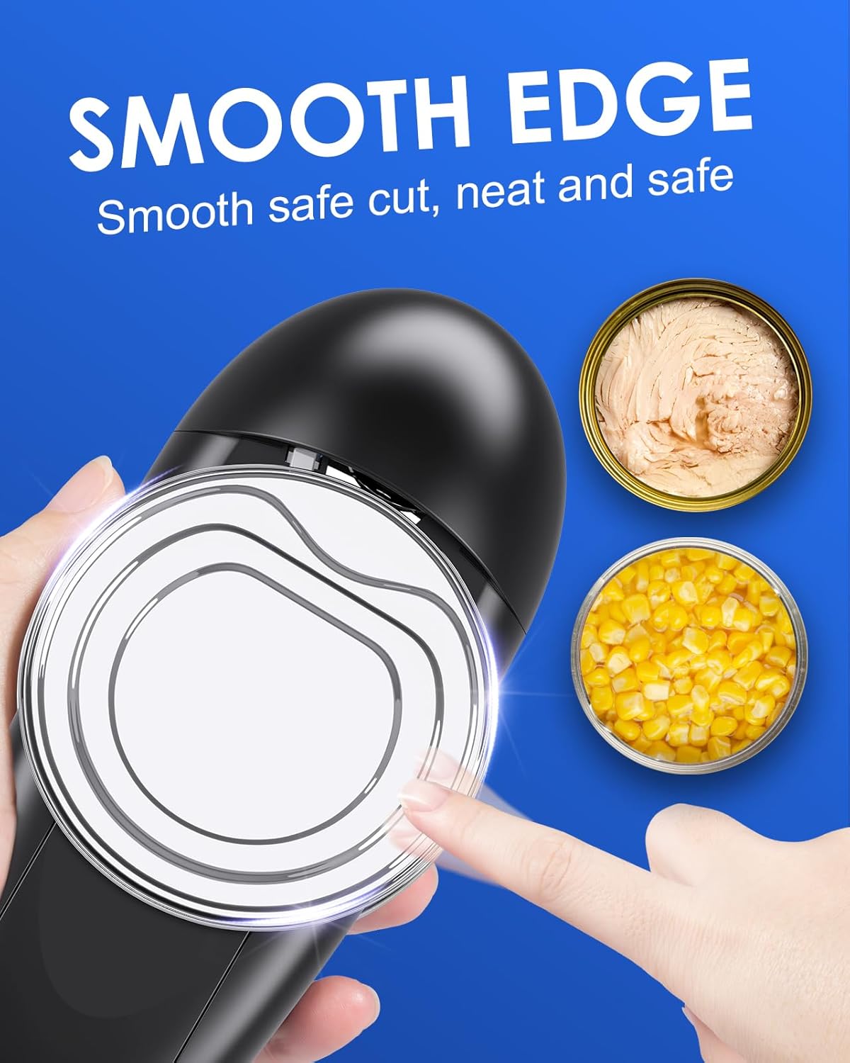 Electric Can Opener, Food Safe Automatic Can Opener with Smooth Edge, Hand Held Battery Open Your Cans with A Simple Press of Button, Can Opener Electric Kitchen Gifts for Seniors, Arthritis and Chef
