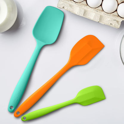 Silicone Spatulas Set Turners Tongs Cooking Utensils Set High Heat Resistant Kitchen Scraper Spatulas for Cooking Mixing Baking BPA Free Dishwasher Safe, Black