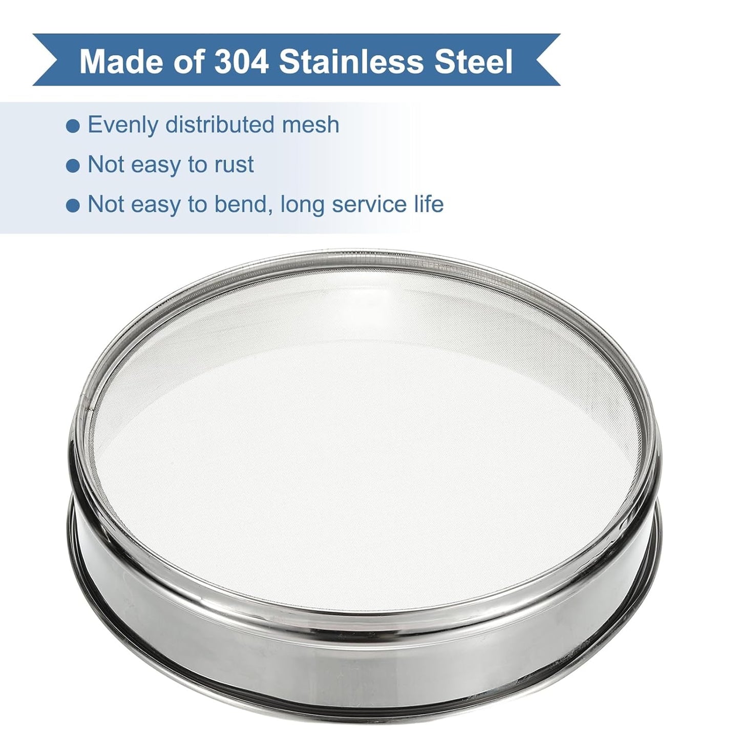 PATIKIL 10 Mesh(2mm) Lab Sieve, 11.8"(30cm) Diameter Sifting Screen 304 Stainless Steel Wire Cloth Fine Mesh Sieve for Industrial Laboratory Home Soil Sifter Dry Sift Screens Hash