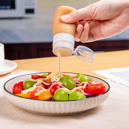 MICEBAY Condiment Squeeze Bottles for Sauces, 2-oz Mini Silicone Salad Dressing Container to Go with Reusable Sandwich Bag, Leakproof Ketchup Bottle for Bento Lunch Box, 4 Pack, Candies