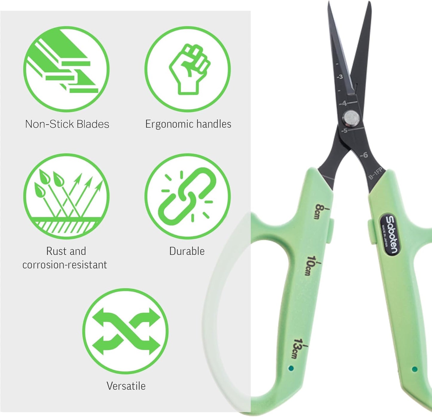 Saboten Stainless Steel Angled Blade Trimming Scissors Orange PT-13 160mm Precision Gardening Bonsai and Floral Shears Made in Japan