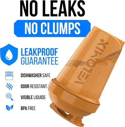 VELOMIX -4 PACK- 20 oz Protein Shaker Bottle for Protein Mixes - 4x Wire Whisk | Leak Proof Shaker Cups for Protein Shakes | Stackable Protein Shaker Bottle Pack | Dishwasher Safe (Blue Mirage)