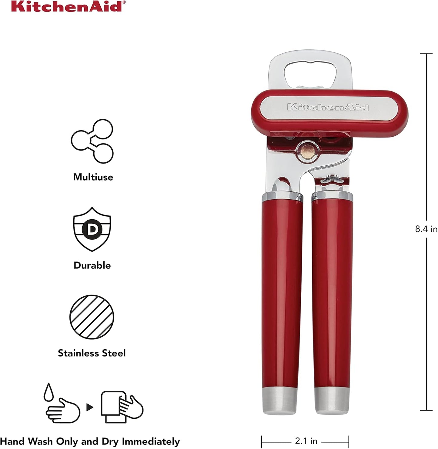 KitchenAid Gourmet Multifunction Can Opener/Bottle Opener, 8.36-Inch, Black