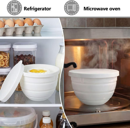 3 Pack Silicone Bowl Liners with Lids for KitchenAid 5QT Tilt Head Mixer, Collapsible Food-Grade Bowl Inserts, Thick Heat/Cold Resistant Silicone Mixing Bowl Liners