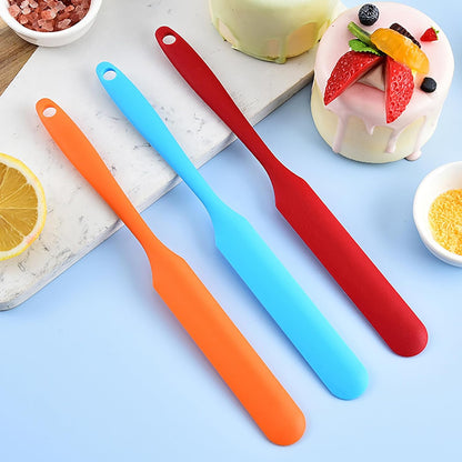 【5 Pack】Silicone Jar Spatula, Long Handle Jar Scraper Spurtle, Sourdough Spatula, Non-Stick Heat Resistant Cake Cream Spatulas Set, Small Spatulas for Kitchen Use