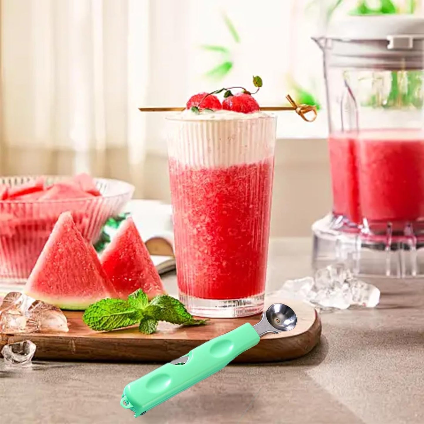 Melon Baller Scoop Set,Cookie Scoops for Baking and Ice Cream Scooper and Fruit Slicer Cutter
