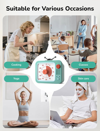 LIORQUE Visual Timer for Kids with Pause Function, 60-Minute Countdown Timers for Classroom Office Kitchen with Silent Operation, Kids Timer for Teaching