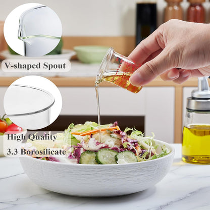 High Borosilicate Glass Measuring Cup-V-Shaped Spout，Glass Measuring Beaker for Kitchen or Restaurant, Easy to Read, 60 ML (2 Oz)-Pack of 2