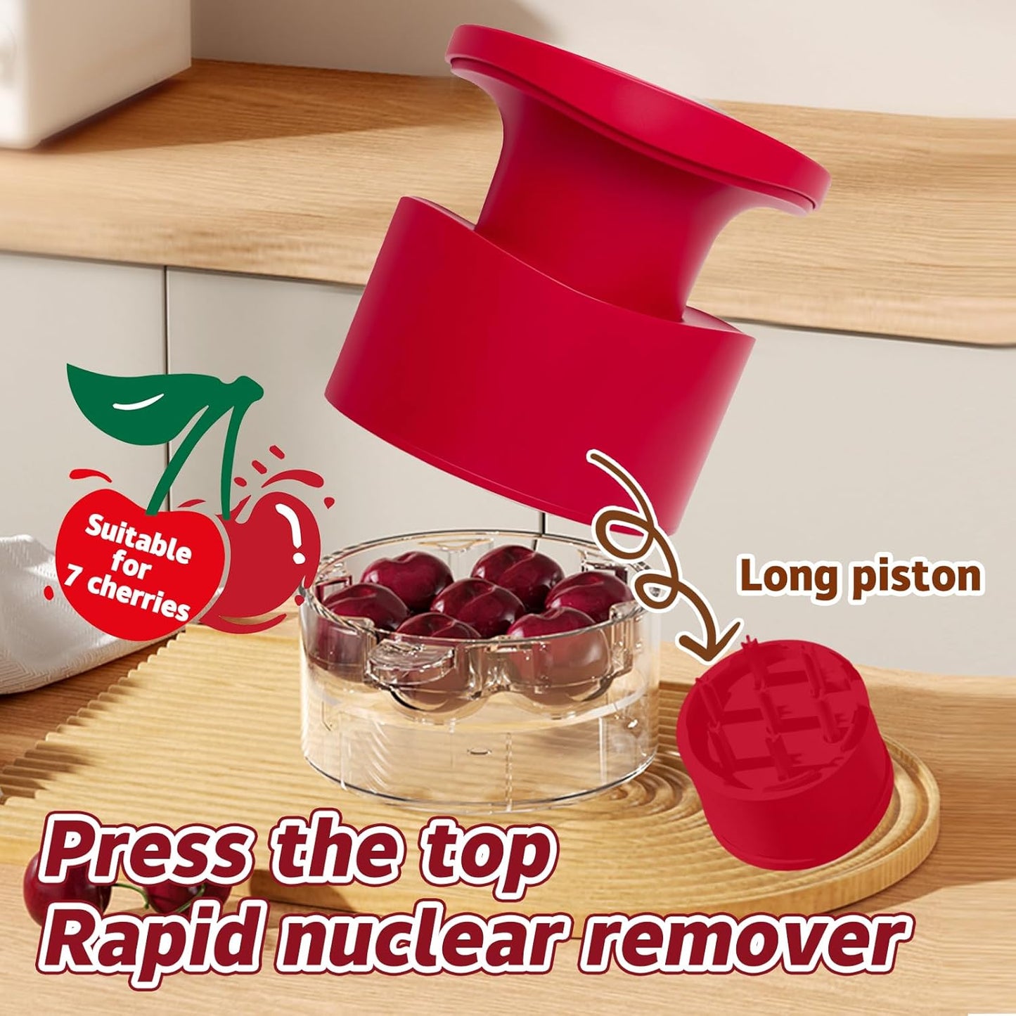 Cherry Pitter Multiple, Quick Release Multi Cherries Stoner Pitter 7-in-1, Push Button Cherr'y Core Pit'ter Tool with Splatter Protector, Pit Seed Remover for Making Jam Cherry Dishes