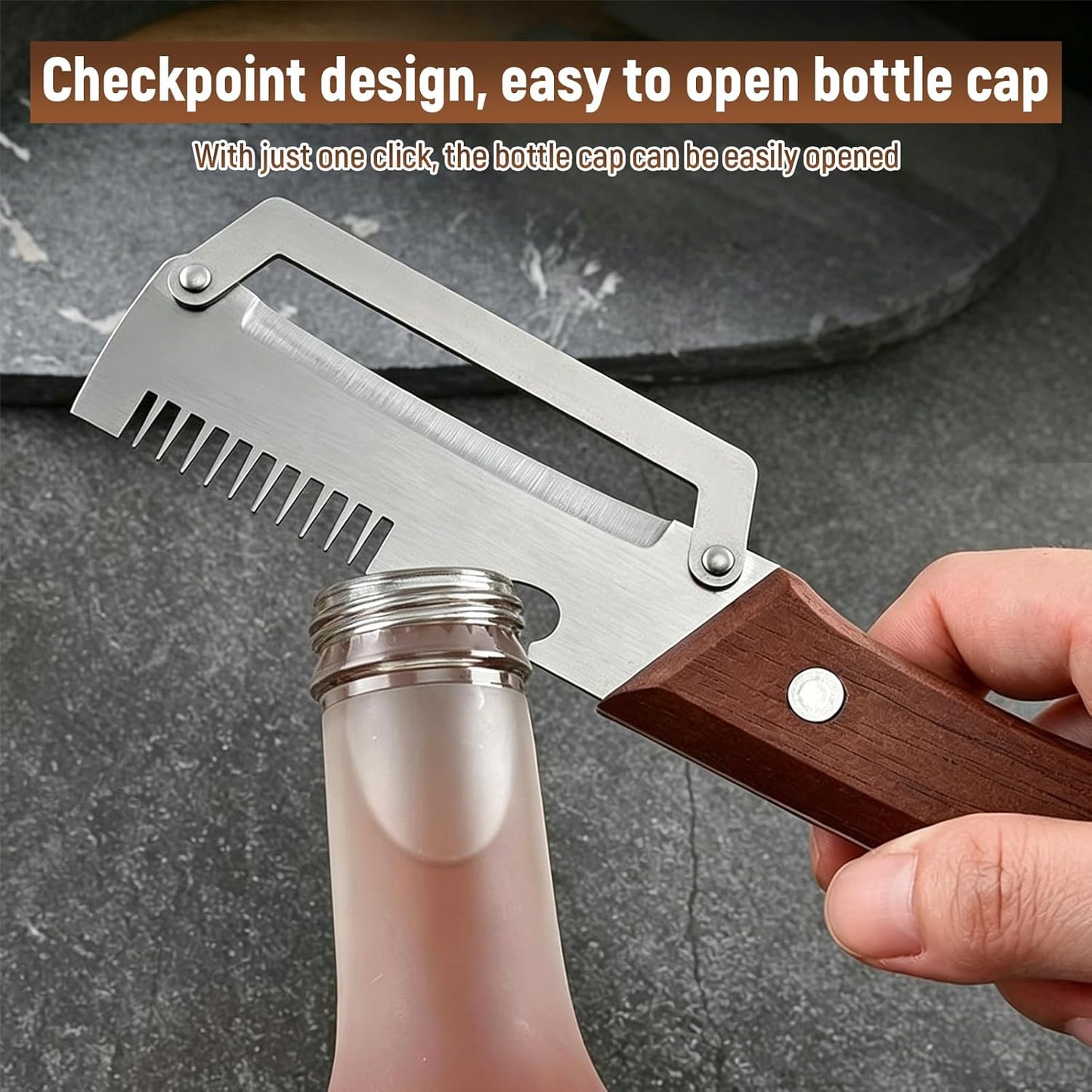 2PCS Premium Vegetable Peeler with Wooden Handle and Bottle Opener - Multifunctional Vegetable Peeler for Kitchen, Kitchen Gadgets Tool for Fruit Pumpkin Peeling Potato Carrot Veggie Peeler