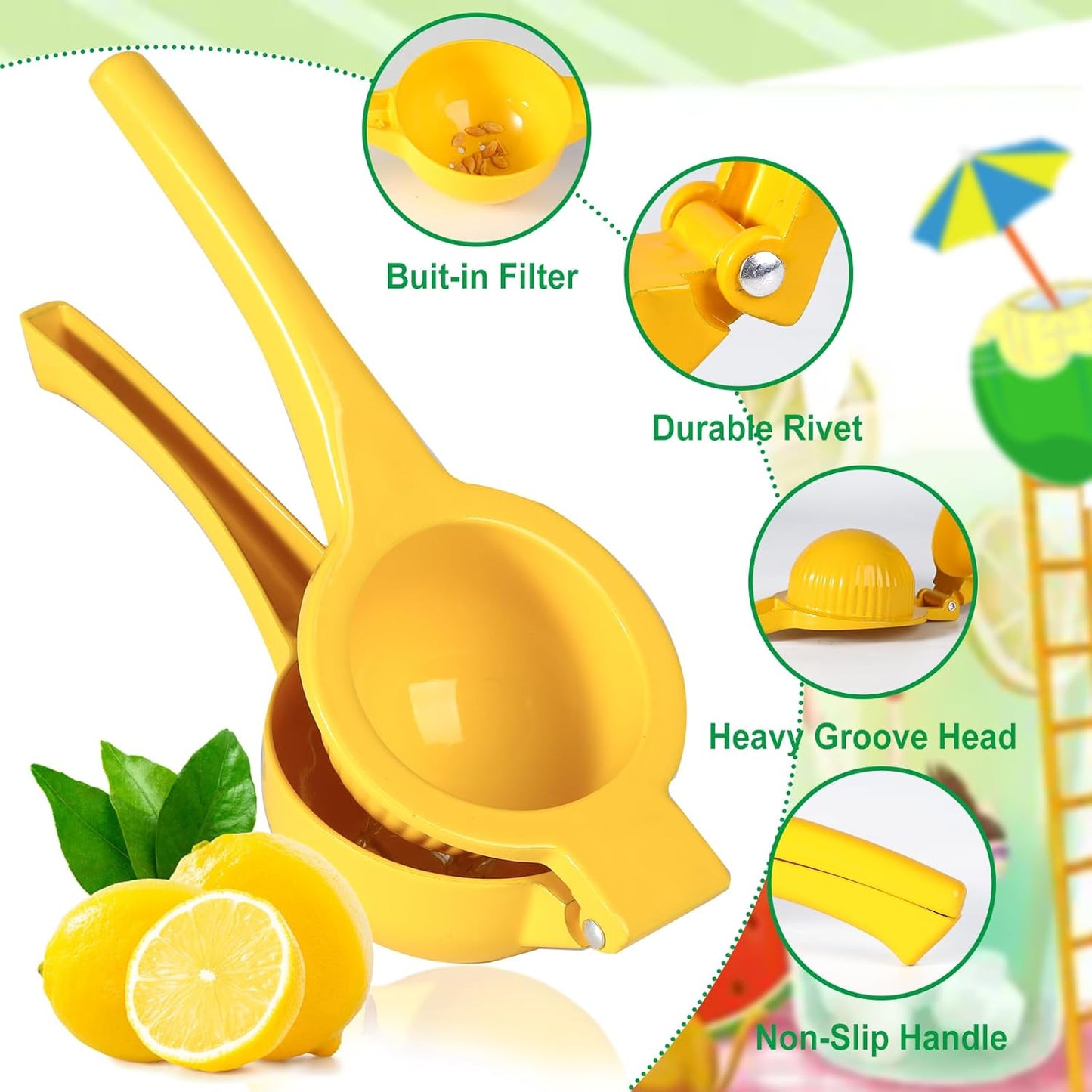 TEZZ Premium Lemon Squeezer, Large Heavy Duty Handhelp Juicer for Lemon, Metal Hand Press Citrus Juicer, Lime Squeezer Bar Tool, Manual Citrus Press