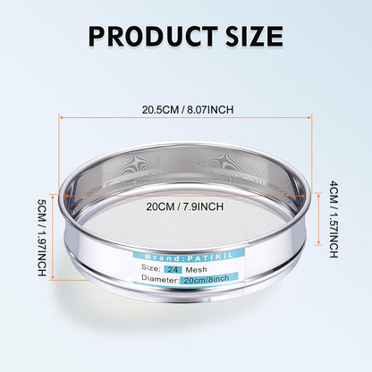 PATIKIL 325 Mesh(0.045mm) Lab Sieve, 3.9"(10cm) Diameter Sifting Screen 304 Stainless Steel Wire Cloth Fine Mesh Sieve for Industrial Laboratory Home Soil Sifter Dry Sift Screens Hash - Colors A