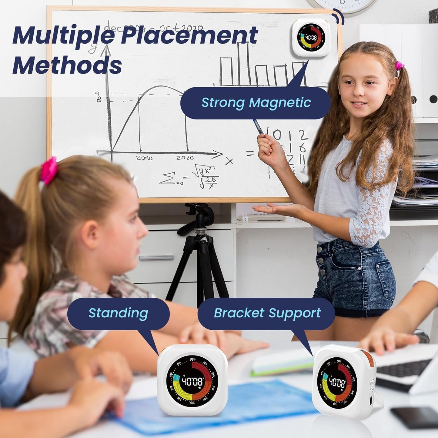 PERSUPER Visual Timer for Kids, 10 Hours Countdown/Up, with Rechargeable, 3 Volume Levels, 3 Brightness Display, and Magnetic, Homeschool Study Tool, Large Digital Timers for Classroom, Kitchen