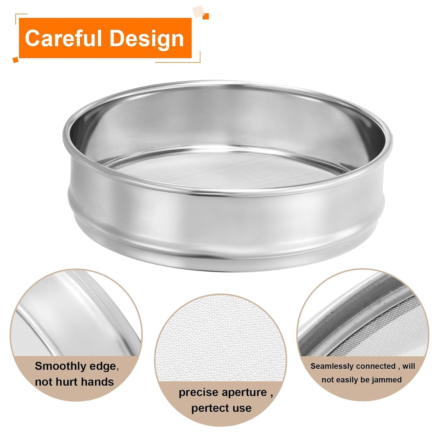 PATIKIL 10 Mesh Lab Sieve, 8" Diameter Test Sieve 304 Stainless Steel Wire Cloth (2mm) for Industrial Laboratory