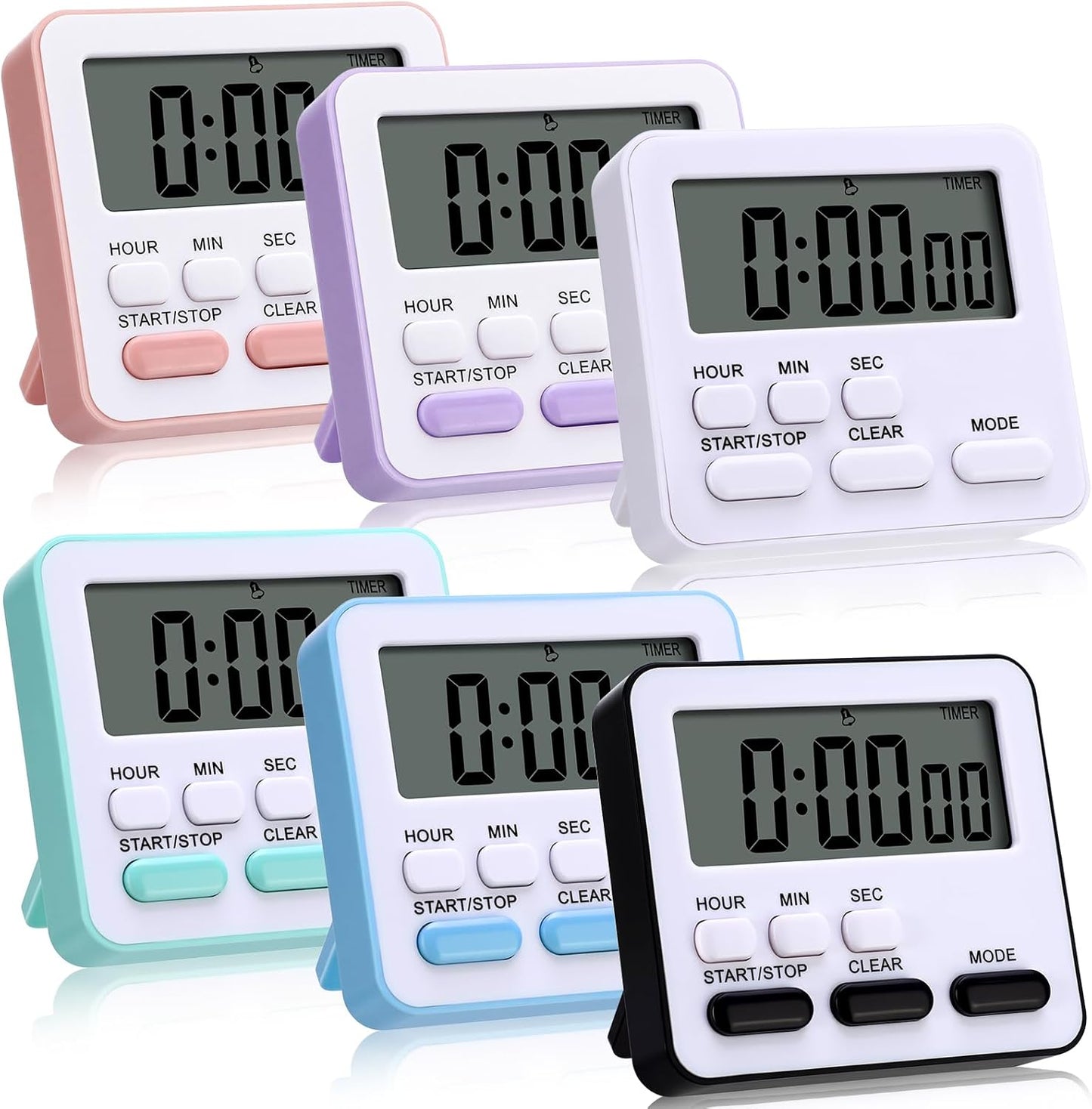Leumoi 2 Pcs Digital Kitchen Timer 24 Hour Clock and Alarm Function Timer On/Off Switch Minute Second Count up Countdown Loud Alarm for Exercise Cook Baking(White)