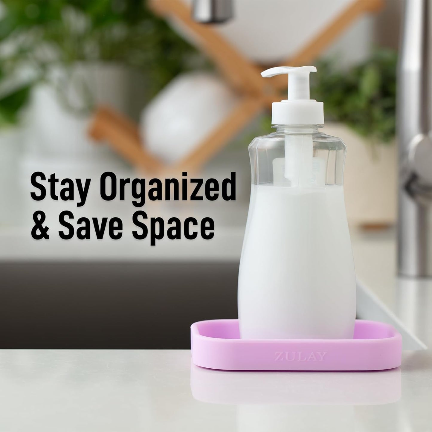 Zulay Kitchen (9x3.5in Sponge Holder for Kitchen Sink - Flexible Heavy-duty Multipurpose Sink Caddy - Counter Organizer for Kitchen, Bathroom, Makeup, Trinkets & More! (Grey)