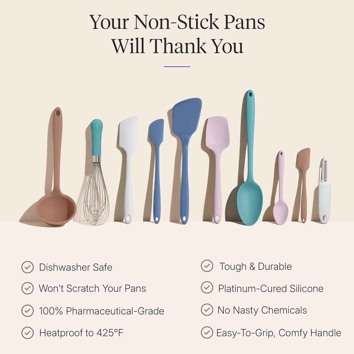 GIR: Get It Right 5-Piece Silicone Ultimate Kitchen Utensils Set - Ladle, Spatula, Flip, Spoon & Spoonula - Non-Toxic Cooking Utensils for Nonstick Cookware, Cooking and Baking - Black