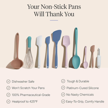 GIR: Get It Right 5-Piece Silicone Ultimate Kitchen Utensils Set - Ladle, Spatula, Flip, Spoon & Spoonula - Non-Toxic Cooking Utensils for Nonstick Cookware, Cooking and Baking - Black