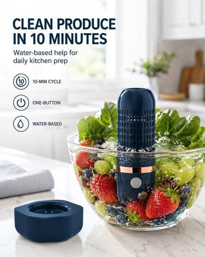 Fruit Washer Vegetable Cleaner Wash Veggie Fruit Produce Machine Device Purifier Portable 10-Minute Auto Cycle, USB Rechargeable Ipx7 Waterproof Fruit Washer(Green)