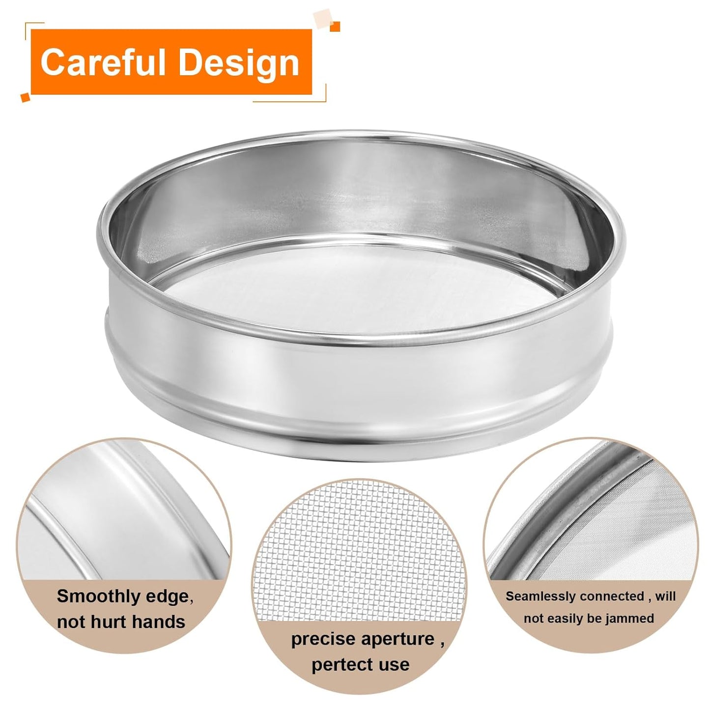 PATIKIL 10 Mesh Lab Sieve, 8" Diameter Test Sieve 304 Stainless Steel Wire Cloth (2mm) for Industrial Laboratory