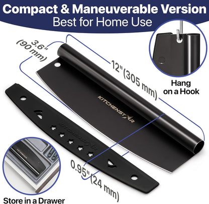 KitchenStar 14-Inch Pizza Cutter Rocker Blade - Sharp Stainless Steel Slicer Knife, Protective Cover, Dishwasher Safe, Large - Professional Pizza Oven Accessories
