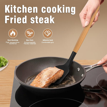 AVGPD Silicone Cooking Utensils Set, Silicone Utensils for Cooking, 446° Heat Resistant Kitchen Utensil Silicone Spatula Sets, Kitchen Gadgets for Non-Stick Cookware BPA FREE (Cream White)