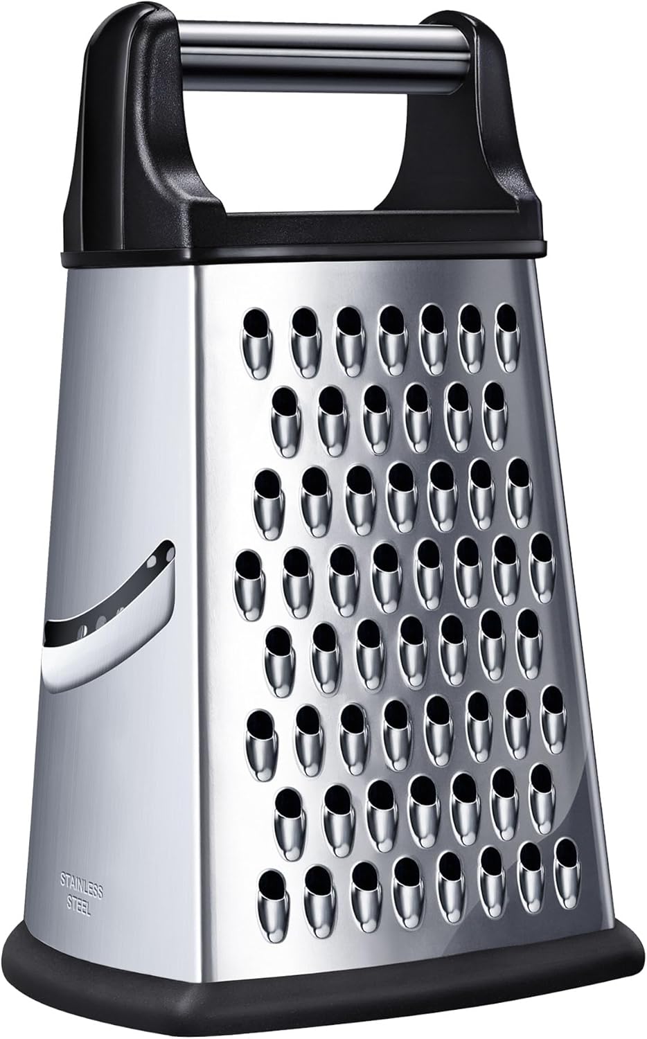 Kaishun Professional Cheese Grater, 4-Sided Stainless Steel Box Grater, Food Shredder for Cheese, Parmesan, Vegetable, Black