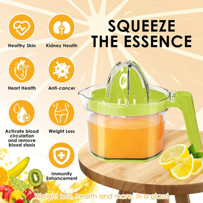 Lemon Squeezer 4-in-1 Lemon Hand Juicer - ChefVille Manual Orange Juicer Multifunctional Lemons Lime Squeezer, Citrus Juicers Press Fruit with Detachable Comfortable Handle, 16.9oz Capacity (ORANGE)