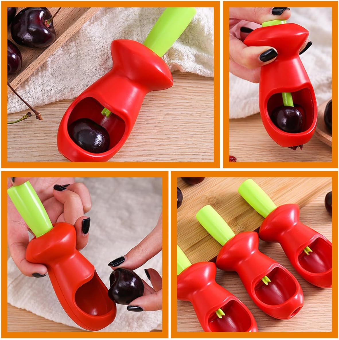 VOSAREA Cherry Pitter and Olive Corer Kitchen Tool, Compact Plastic Fruit Core Remover for Daily Use, Reusable Red Date and Cherry Seeder Suitable for Home Cooking