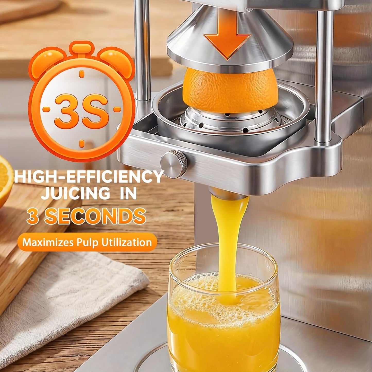 Newhai Electric 2 in 1 Commercial French Fry Cutter & Juicer, Heavy Duty Automatic Potato Cutter & Orange Lemon Juicer, 304 Stainless Steel with 3 Dicer Blade 110volt