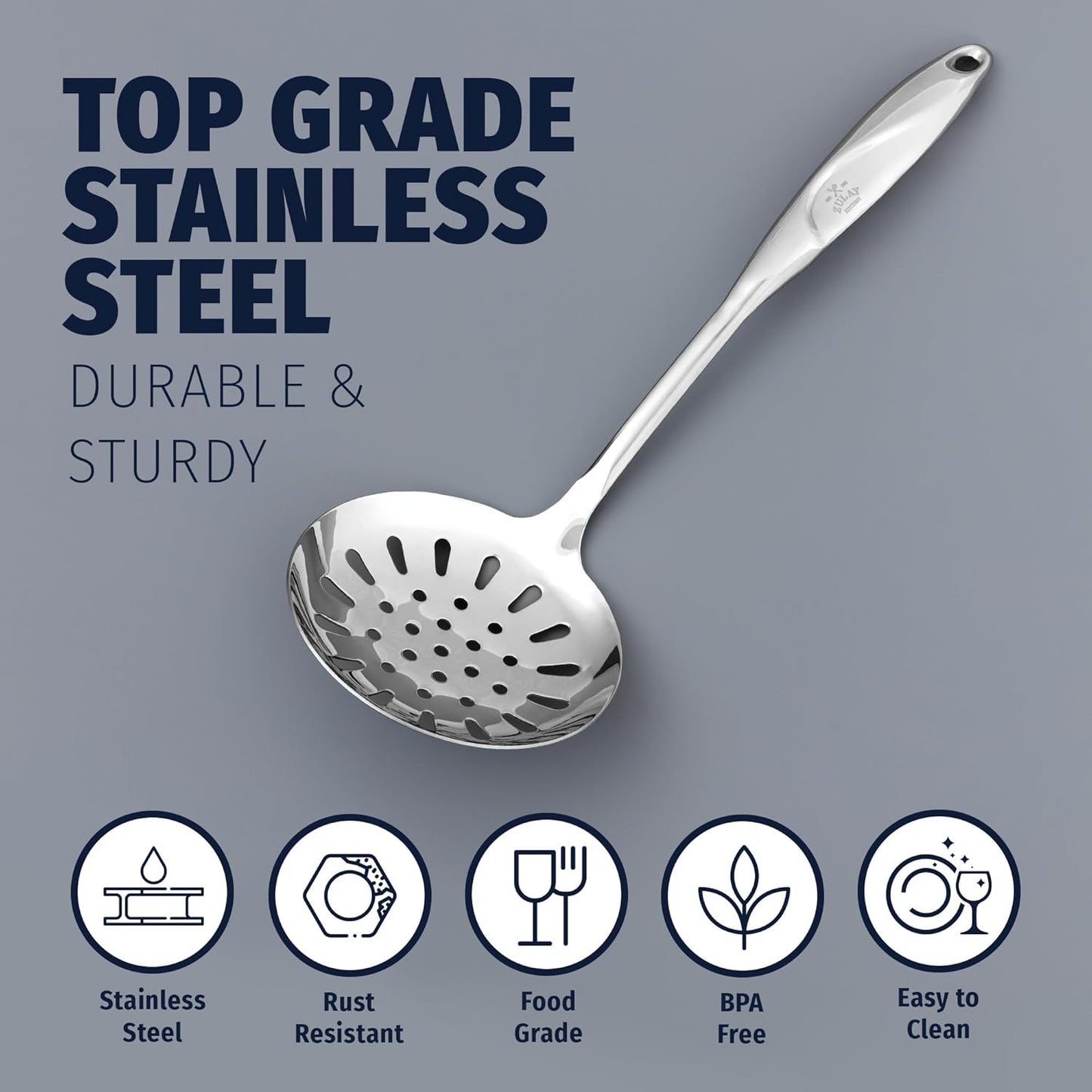 Zulay Kitchen Stainless Steel Spatula - 14.8” Heat-Resistant Metal Slotted Turner for Cooking, Frying & Grilling - Durable, Rust-Proof & Dishwasher Safe Kitchen Utensil for Everyday Use