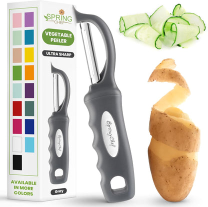 Spring Chef Premium Swivel Vegetable Peeler, Soft Grip Handle and Ultra Sharp Stainless Steel Blades - Perfect Kitchen Peeler For Veggie, Fruit, Potato, Carrot, Apple - Pink Lemonade