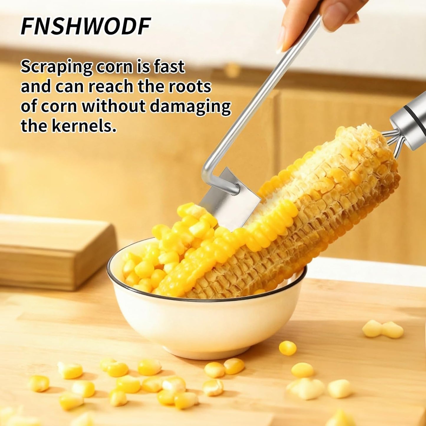 2 Packs Professional Corn Peeler for Corn on the Cob, Stainless Steel Corn Stripper Tool with Long Handle & Safety Guard