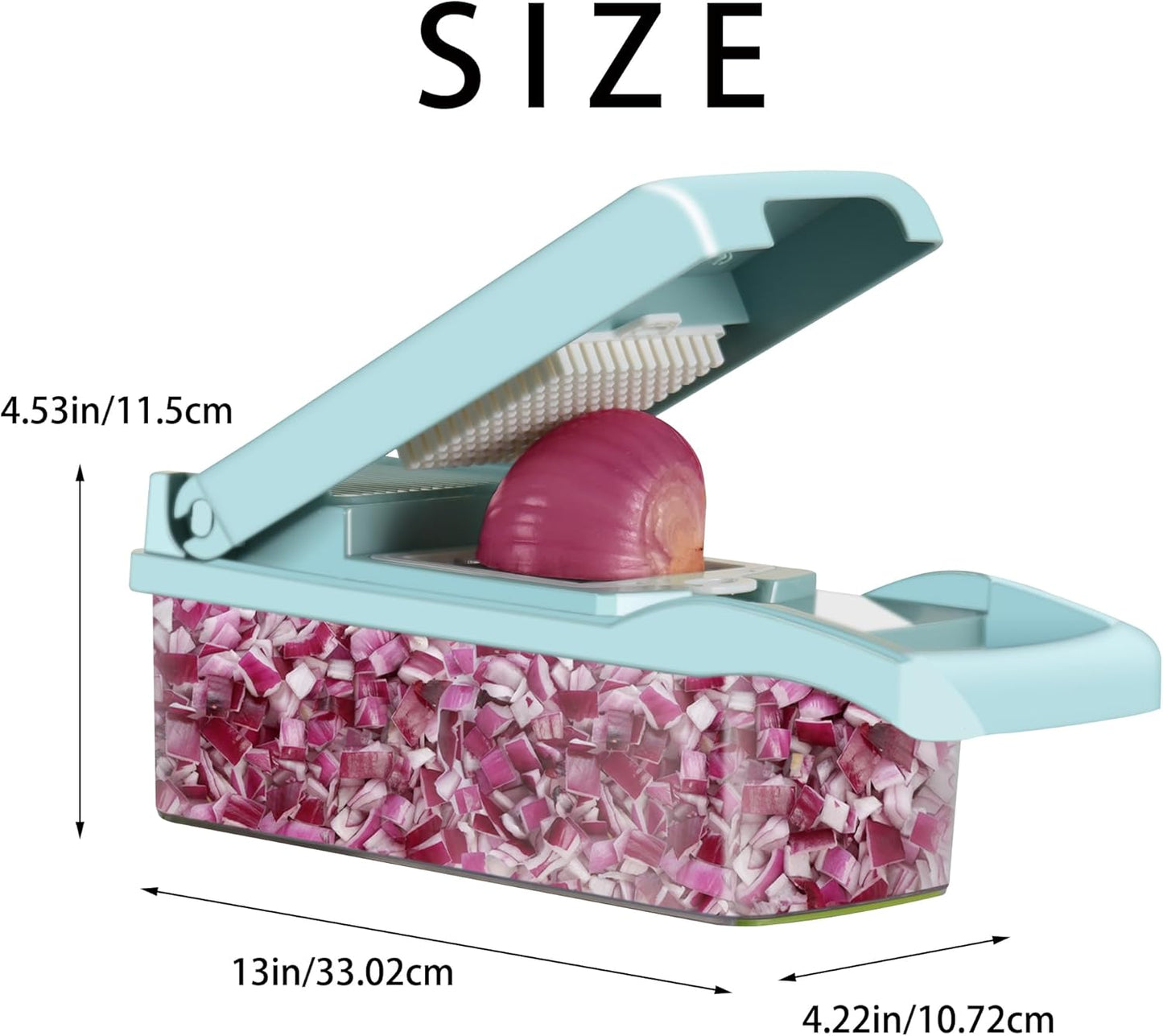 Ourokhome Vegetable Chopper Onion Cutter, 14 in 1 Professional Mandolin Slicer for Kitchen, Multifunctional Food Chopper for Potato, Tomato, Veggie with Strainer Basket, 10 Blades, Gray