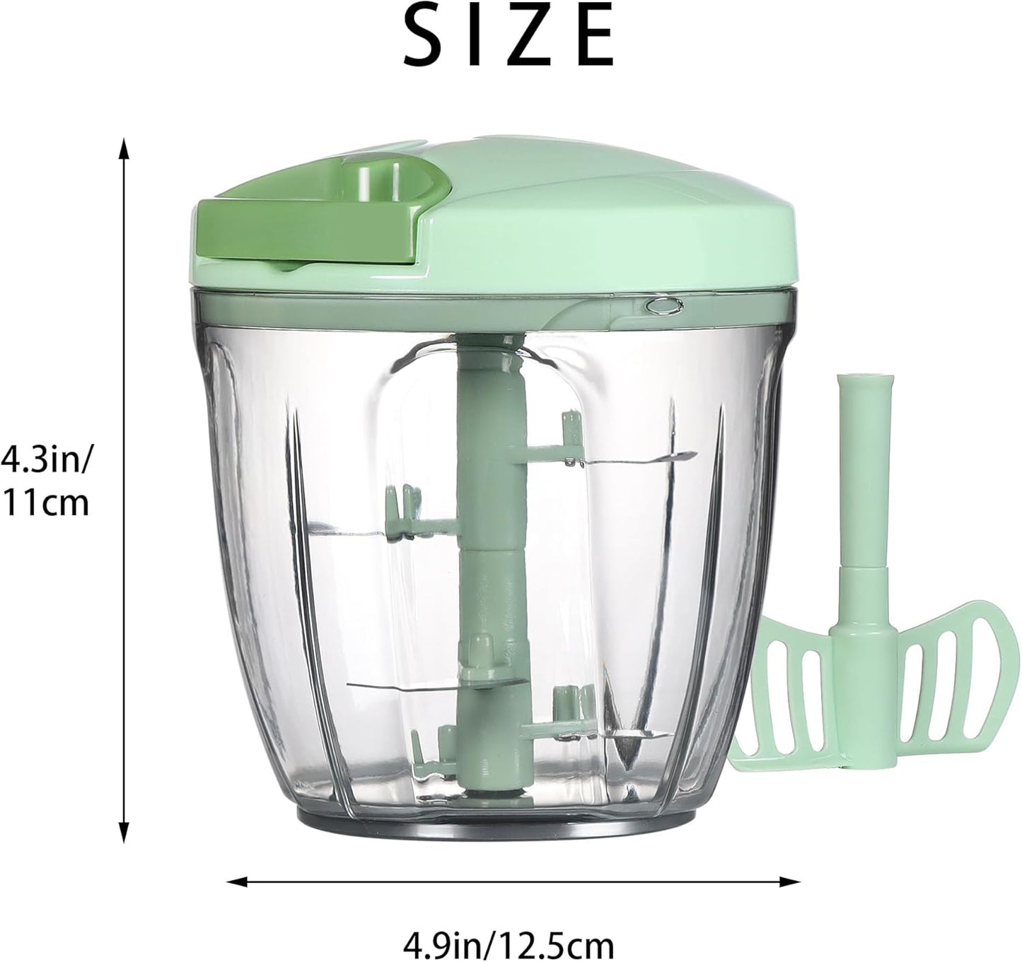 Ourokhome Manual Food Processor Vegetable Chopper, Portable Hand Pull String Garlic Mincer Onion Cutter for Veggies, Ginger, Fruits, Nuts, Herbs, etc., 500ml, Deep Blue
