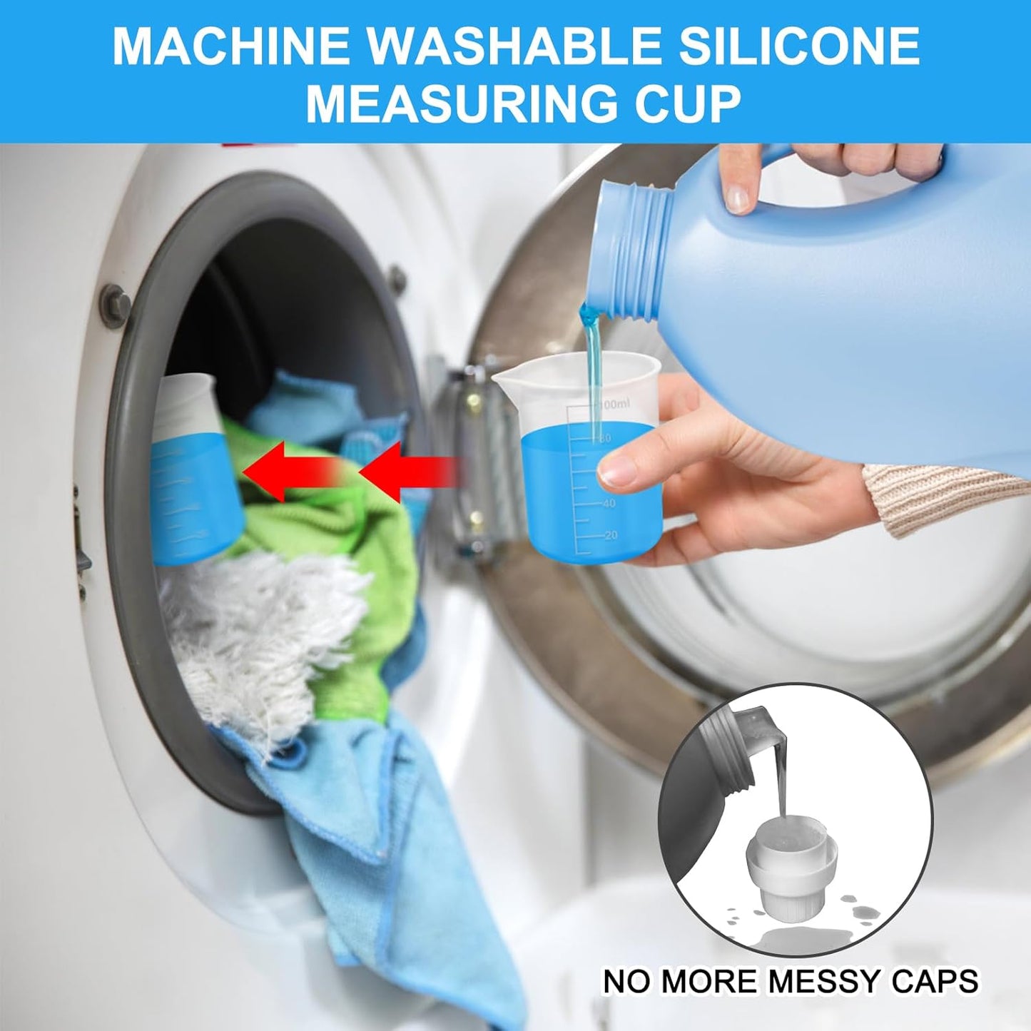 4pcs Laundry Detergent Cup,Laundry Detergent Measuring Cup,Laundry Measuring Cup,Washable Detergent Cup for Liquid Detergent,Silicone Laundry Measuring Cup,No More Mess or Leaks,for Laundry Room