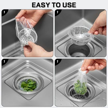 600 Pack Disposable Mesh Sink Strainer Bags Kitchen Sink Strainer Mesh Bags Anti Clogging Elastic Sink Strainer Filter Mesh Bag for Collecting Kitchen Food Leftover Garbage