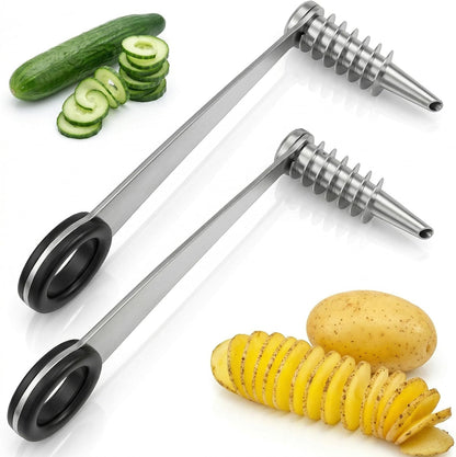 2 Pcs Spiral Potato Cutter,Potato Spiral Cutter,Spiral Cutter,Potato Spiralizer,Potato Slicer,Piranha Spiral Cutter, Stainless Steel,For Sala,Bento,Or Snacks With A Creative Twist