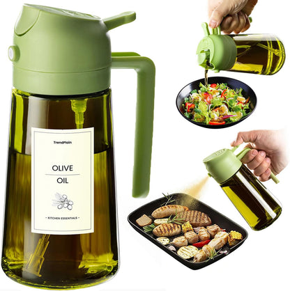 TrendPlain - Original 16oz/470ml Olive Oil Dispenser Bottle for Kitchen Gadgets and Air Fryer Accessories - Olive Oil Sprayer for Cooking w/Stickers - Black