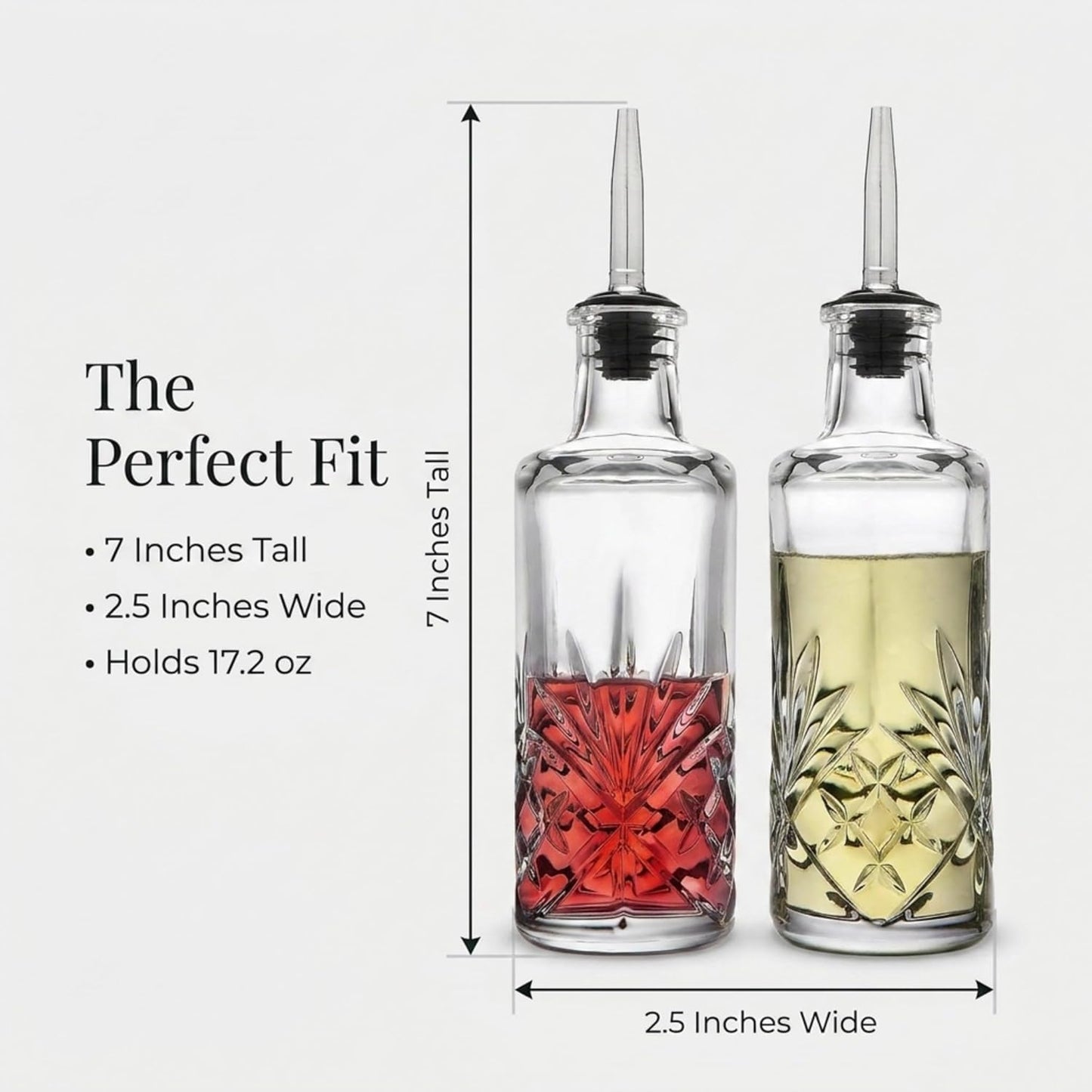 Godinger Oil and Vinegar Dispenser Cruet Set, Condiment Pourer Bottle - Dublin Collection