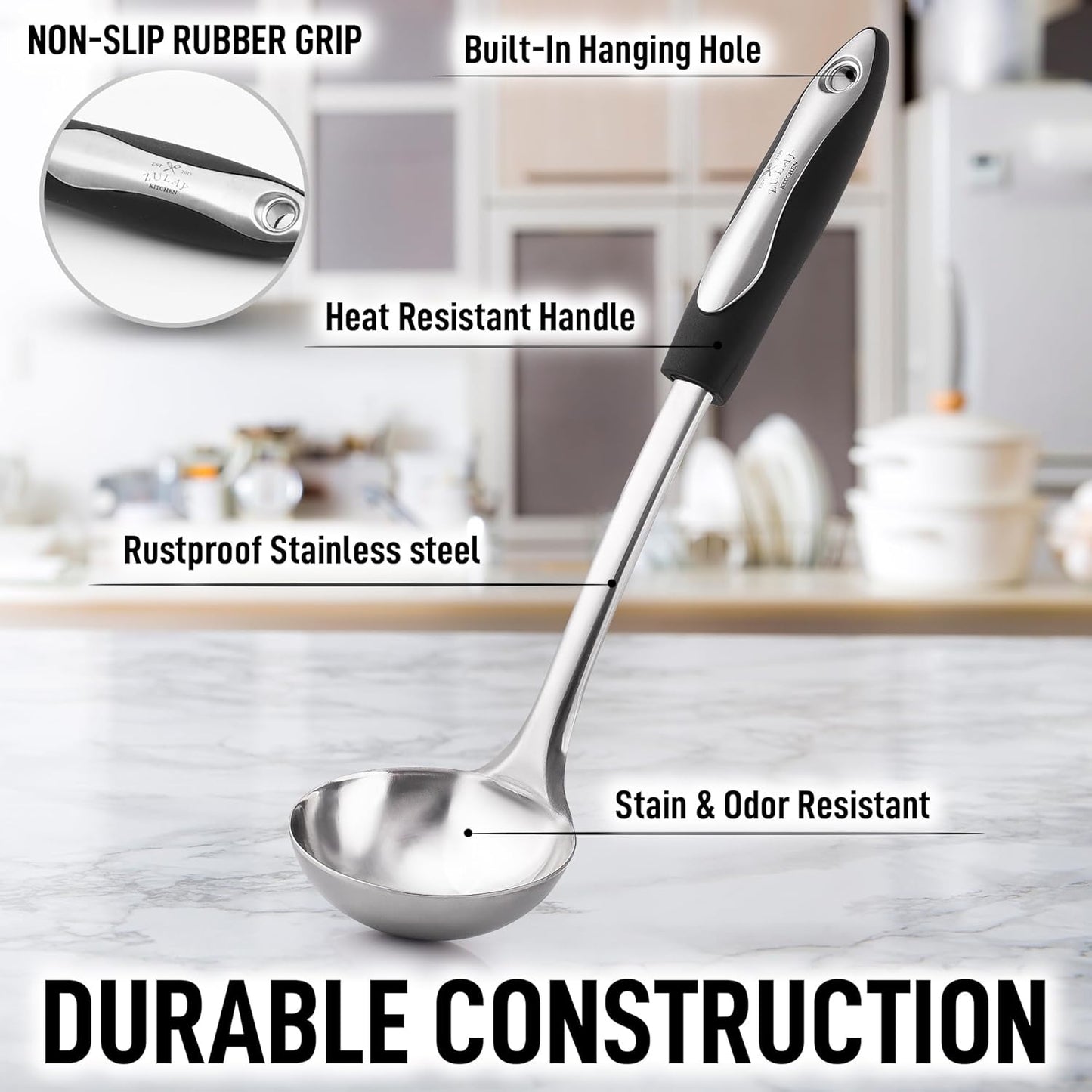 Zulay Kitchen Stainless Steel Spatula - 14.8” Heat-Resistant Metal Slotted Turner for Cooking, Frying & Grilling - Durable, Rust-Proof & Dishwasher Safe Kitchen Utensil for Everyday Use