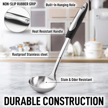 Zulay Kitchen Stainless Steel Spatula - 14.8” Heat-Resistant Metal Slotted Turner for Cooking, Frying & Grilling - Durable, Rust-Proof & Dishwasher Safe Kitchen Utensil for Everyday Use
