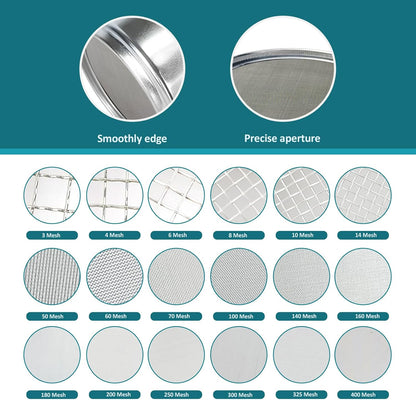 304 Stainless Steel Mesh Lab Sieve, 80 Mesh (0.2mm) Aperture Test Sieve, 4inch(10cm) Diameter Economy Standard Analysis Sample Test Sieves for Industrial Laboratory Homes - Colors B