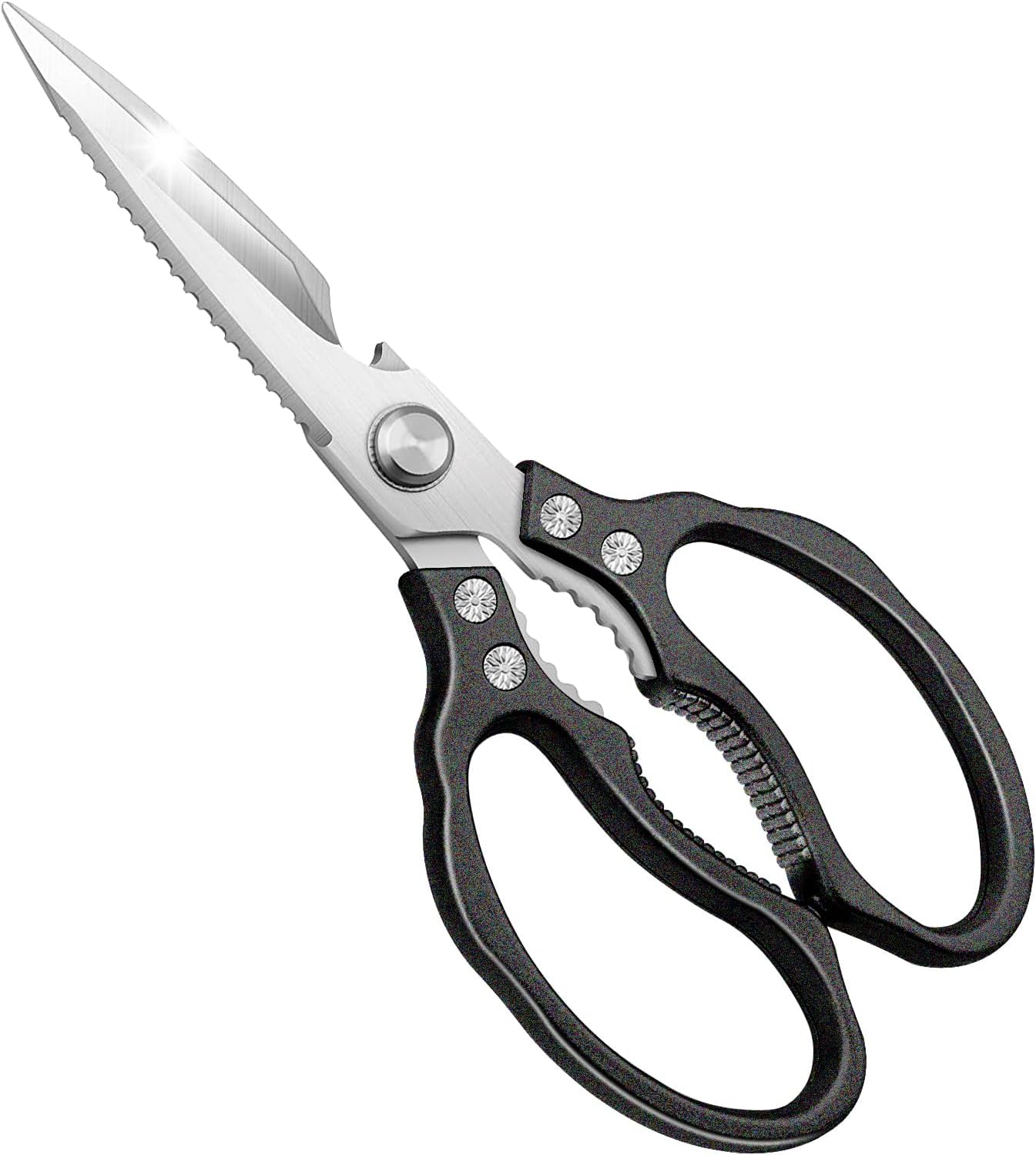 CGBE Kitchen Scissors, Multi-Purpose Kitchen Shears, Heavy Duty Dishwasher Safe Food Scissors for Chicken, Poultry, Fish, Meat & Herbs with Non-Slip Grips - Sliver