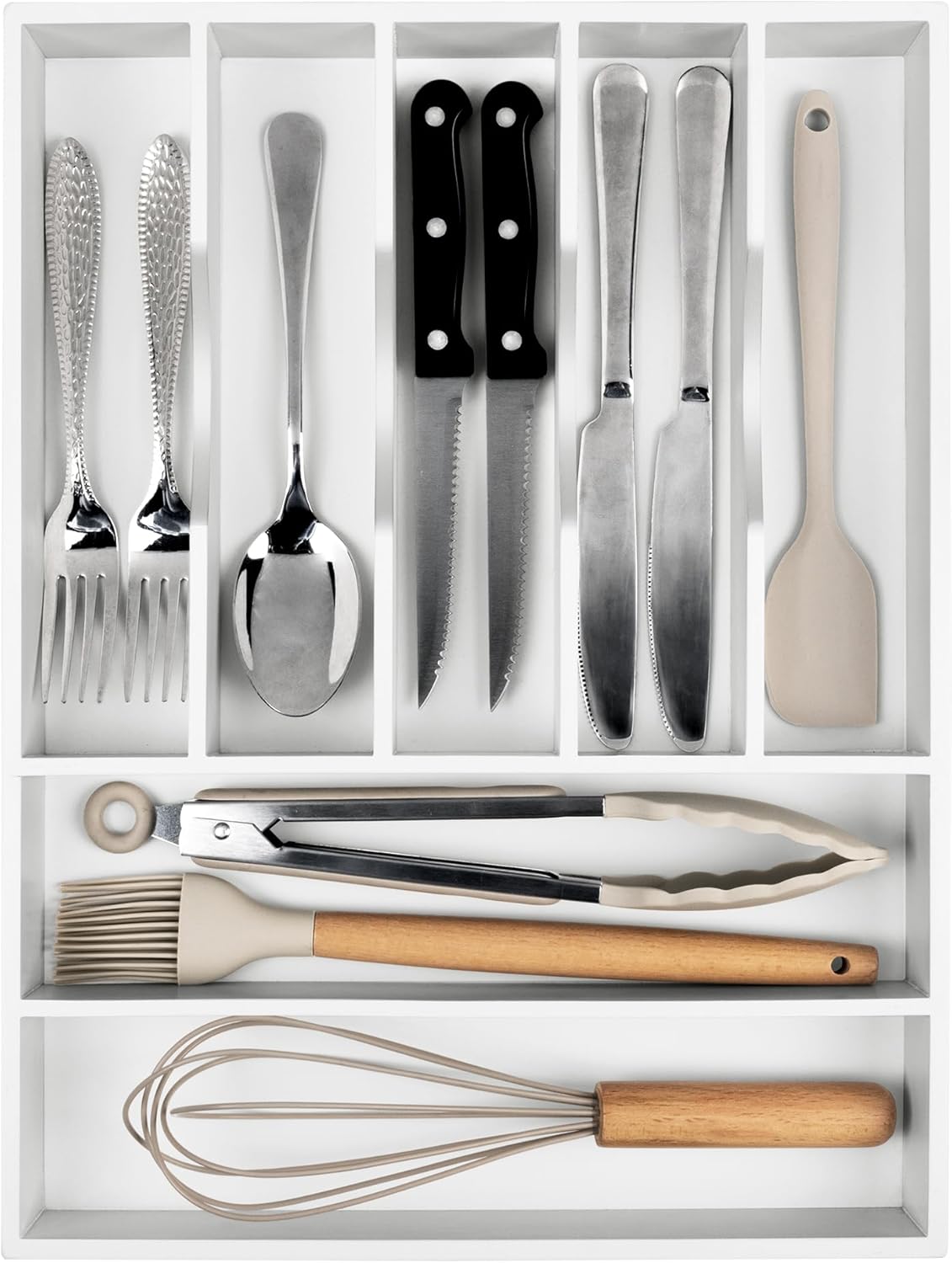 Bellsal Silverware Organizer Kitchen Drawer Organizer Expandable Bamboo Utensil Holder Cutlery Tray for Kitchen Utensil and Flatware Bedroom Office